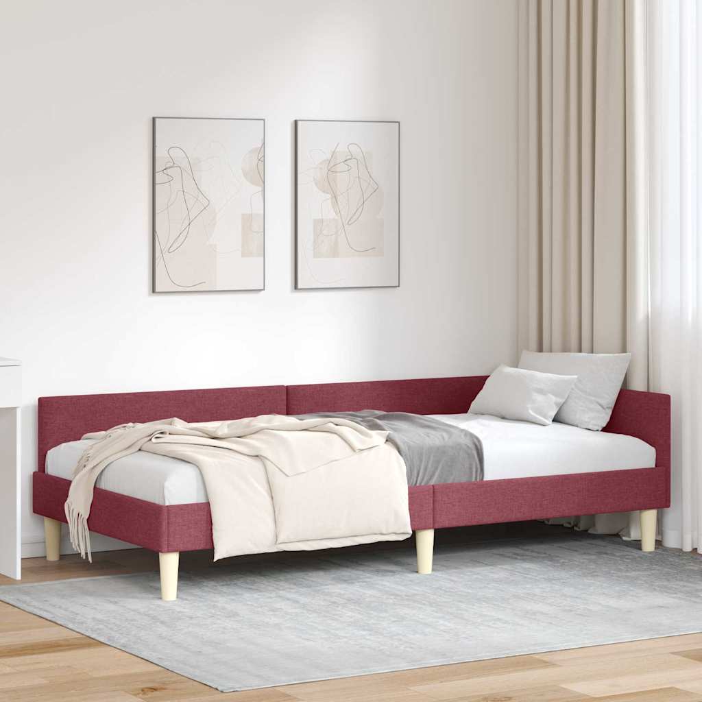 Hoekbedframe Wijnrood 100 x 200 cm Stof is nu te koop bij PeponiXL, paradijselijk wonen!