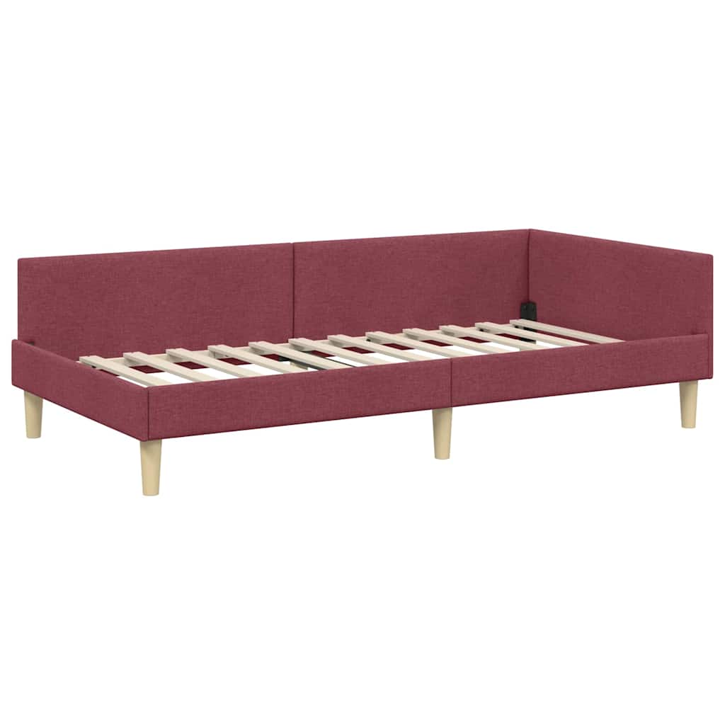 Hoekbedframe Wijnrood 100 x 200 cm Stof is nu te koop bij PeponiXL, paradijselijk wonen!