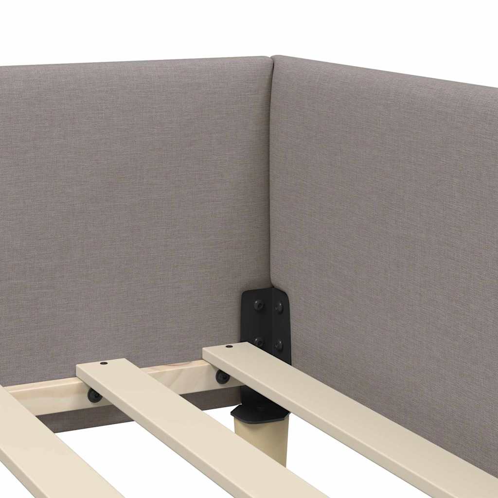 Hoekbedframe met hoofdeinde Taupe 100 x 200 cm Stof is nu te koop bij PeponiXL, paradijselijk wonen!