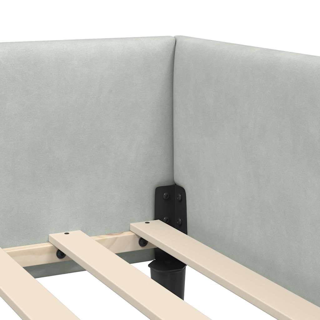 Hoekbedframe Lichtgrijs 80 cm x 200 cm VelvetenPlywood is nu te koop bij PeponiXL, paradijselijk wonen!