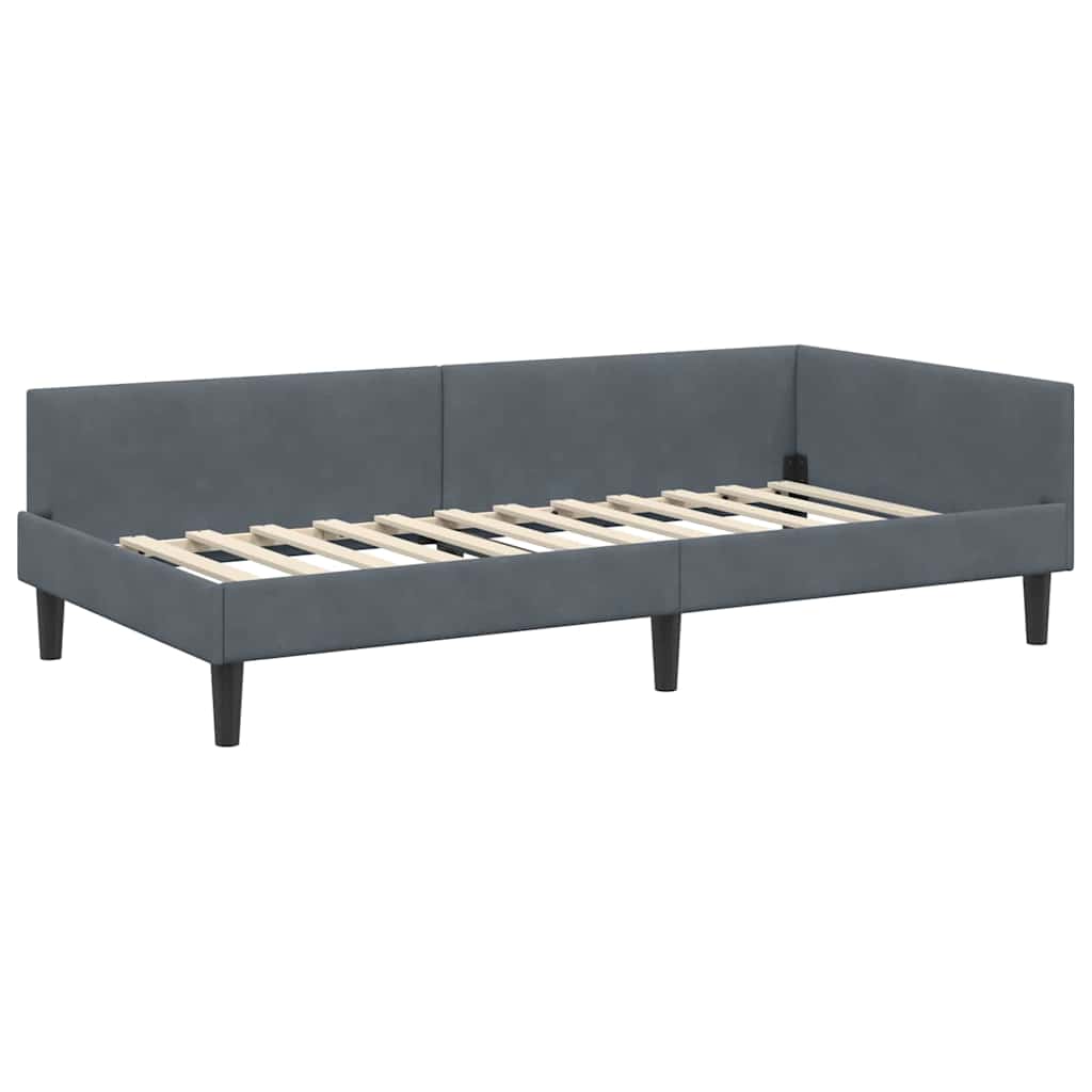 Hoekbedframe met hoofdeinde Donkergrijs 80 cm x 200 cm Fluweel is nu te koop bij PeponiXL, paradijselijk wonen!