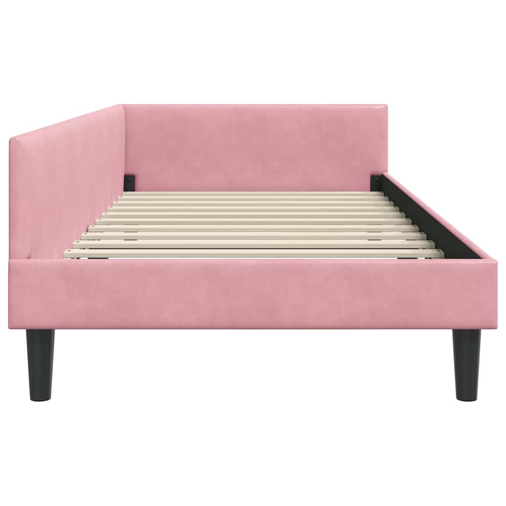 Hoekbedframe met hoofdeinde Roze 80 cm x 200 cm VelvetenPlywood is nu te koop bij PeponiXL, paradijselijk wonen!
