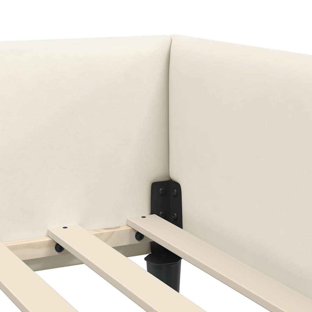 Hoekbedframe Crème 80 cm x 200 cm VelvetenPlywood is nu te koop bij PeponiXL, paradijselijk wonen!
