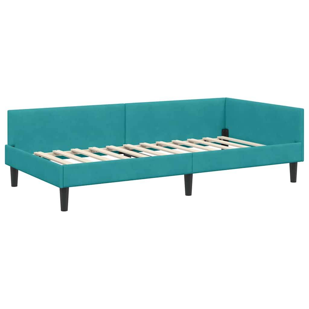 Hoekbedframe Turquoise 80 cm x 200 cm VelvetenPlywood is nu te koop bij PeponiXL, paradijselijk wonen!