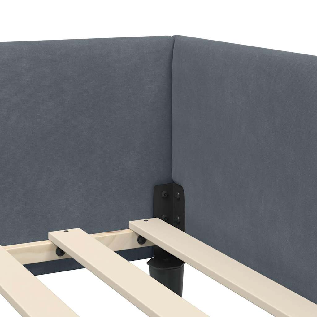 Hoekbedframe Donkergrijs 90 cm x 190 cm VelvetenPlywood is nu te koop bij PeponiXL, paradijselijk wonen!
