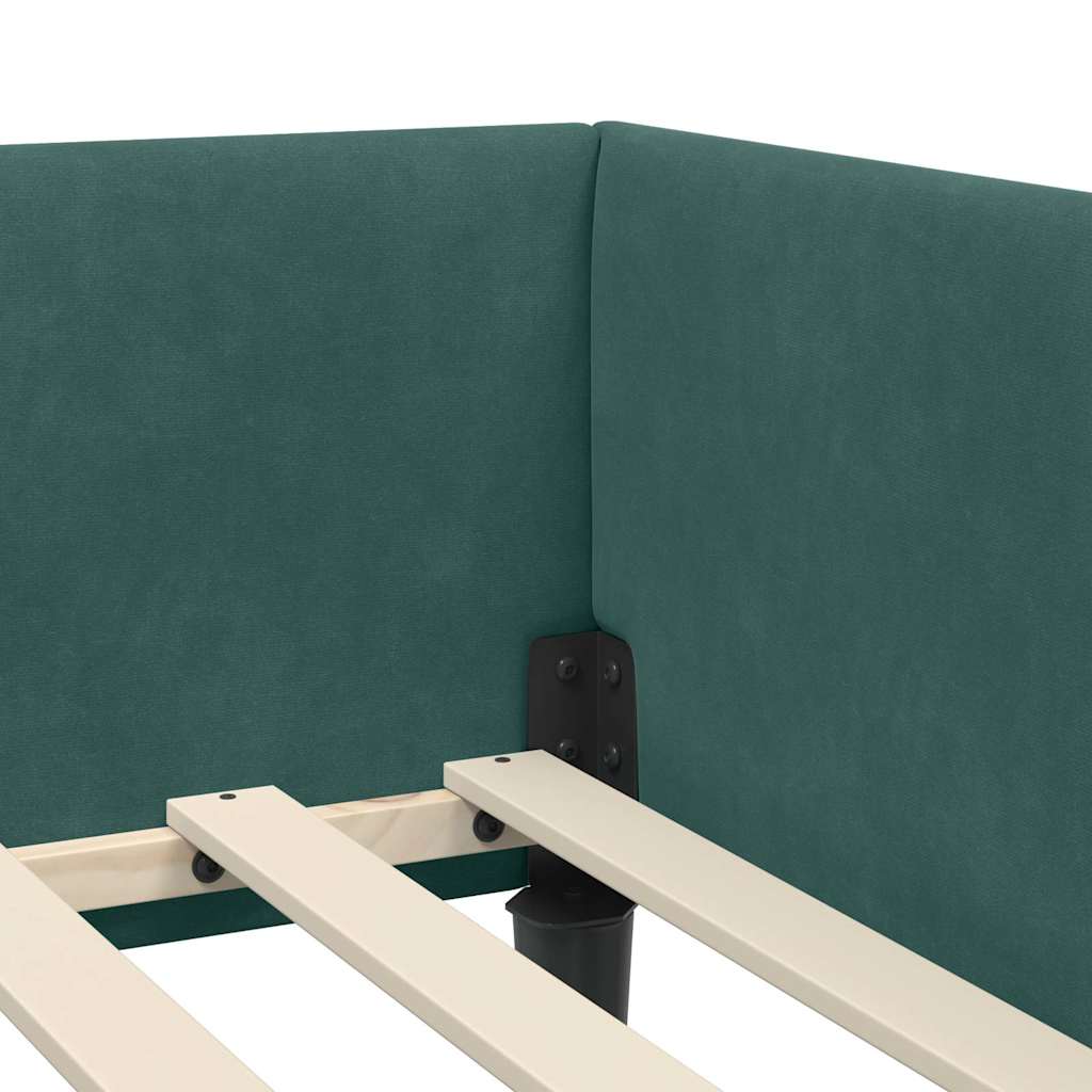 Hoekbedframe met hoofdeinde Donkergroen 90 cm x 190 cm Fluweel is nu te koop bij PeponiXL, paradijselijk wonen!