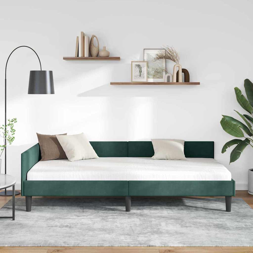 Hoekbedframe met hoofdeinde Donkergroen 90 cm x 190 cm Fluweel is nu te koop bij PeponiXL, paradijselijk wonen!