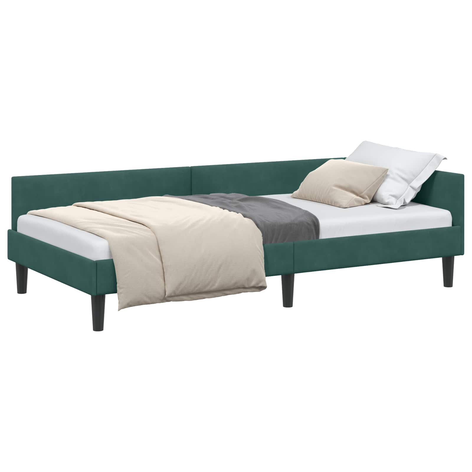 Hoekbedframe met hoofdeinde Donkergroen 90 cm x 190 cm Fluweel is nu te koop bij PeponiXL, paradijselijk wonen!