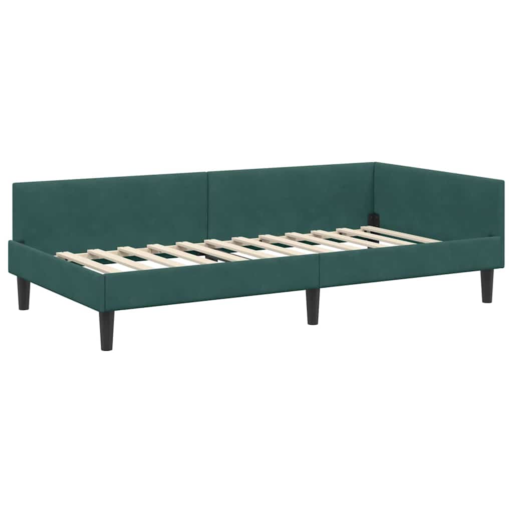 Hoekbedframe met hoofdeinde Donkergroen 90 cm x 190 cm Fluweel is nu te koop bij PeponiXL, paradijselijk wonen!