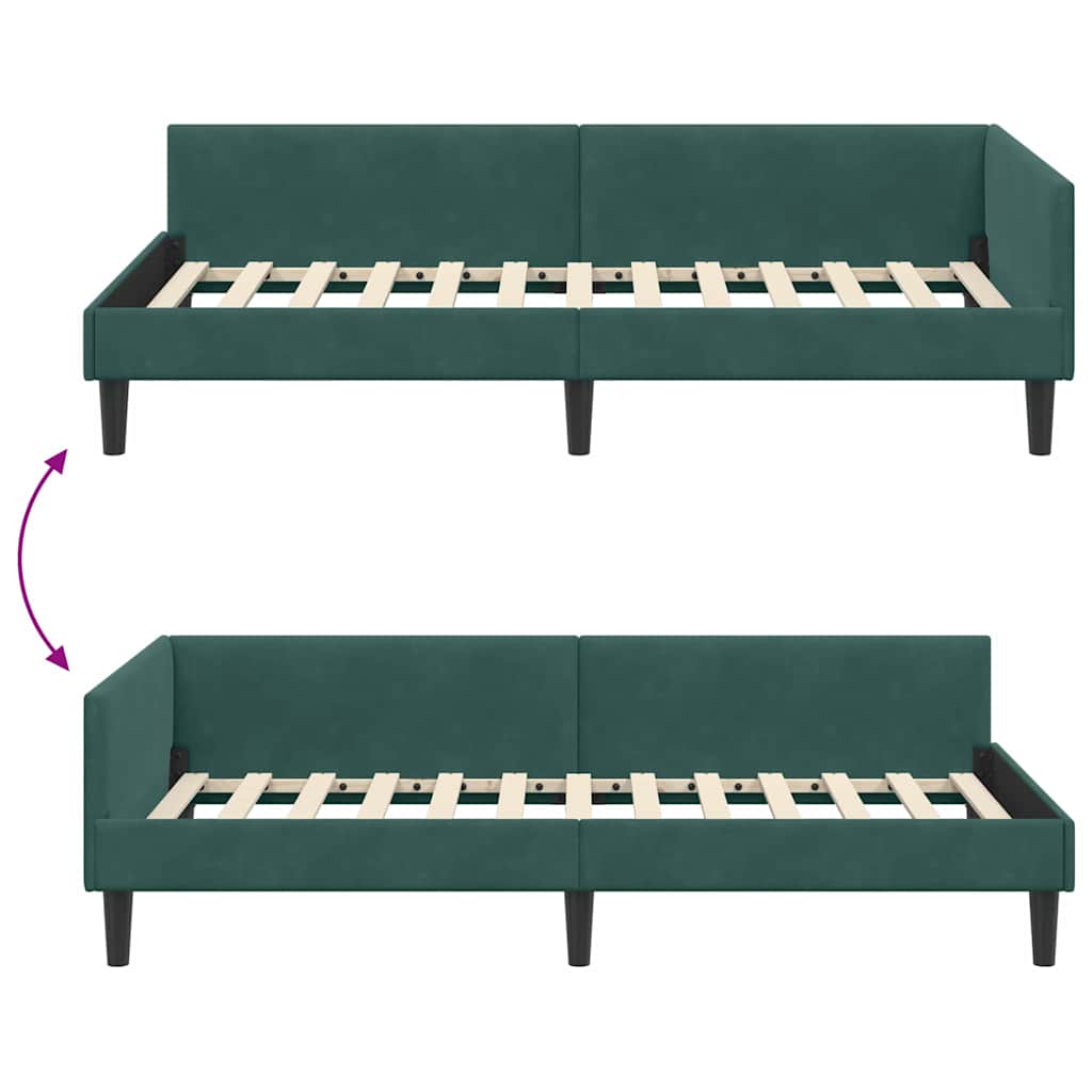 Hoekbedframe met hoofdeinde Donkergroen 90 cm x 190 cm Fluweel is nu te koop bij PeponiXL, paradijselijk wonen!