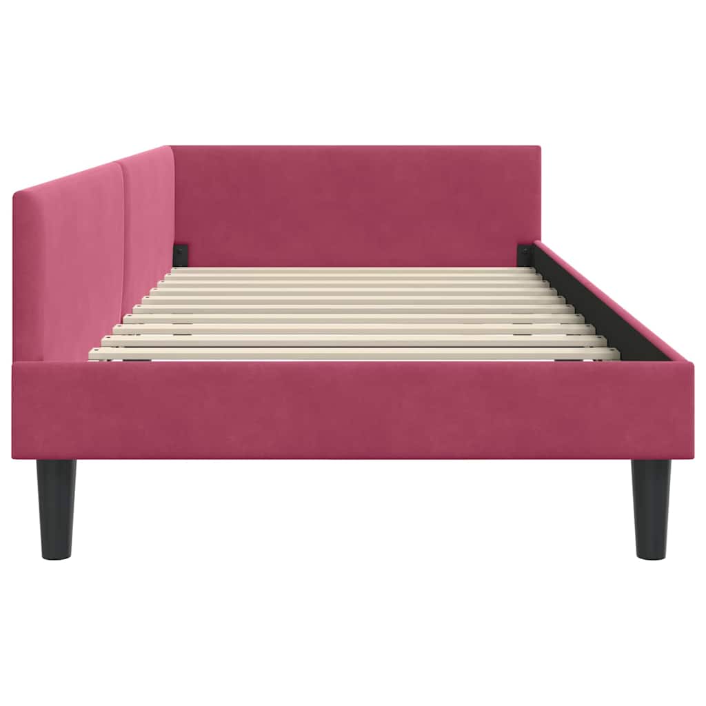 Hoekbedframe Wijnrood 90 cm x 190 cm VelvetenPlywood is nu te koop bij PeponiXL, paradijselijk wonen!