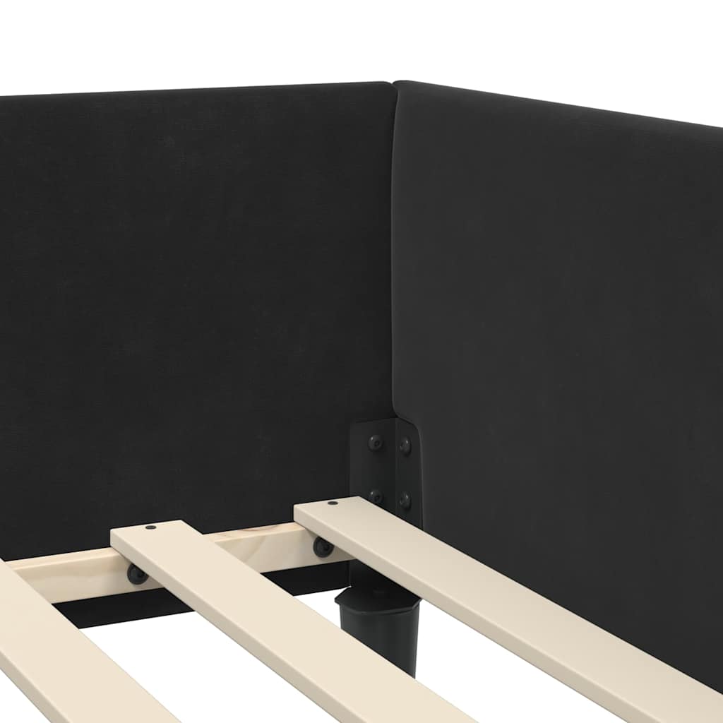 Hoekbedframe met hoofdeinde Zwart 90 cm x 190 cm Fluweel is nu te koop bij PeponiXL, paradijselijk wonen!
