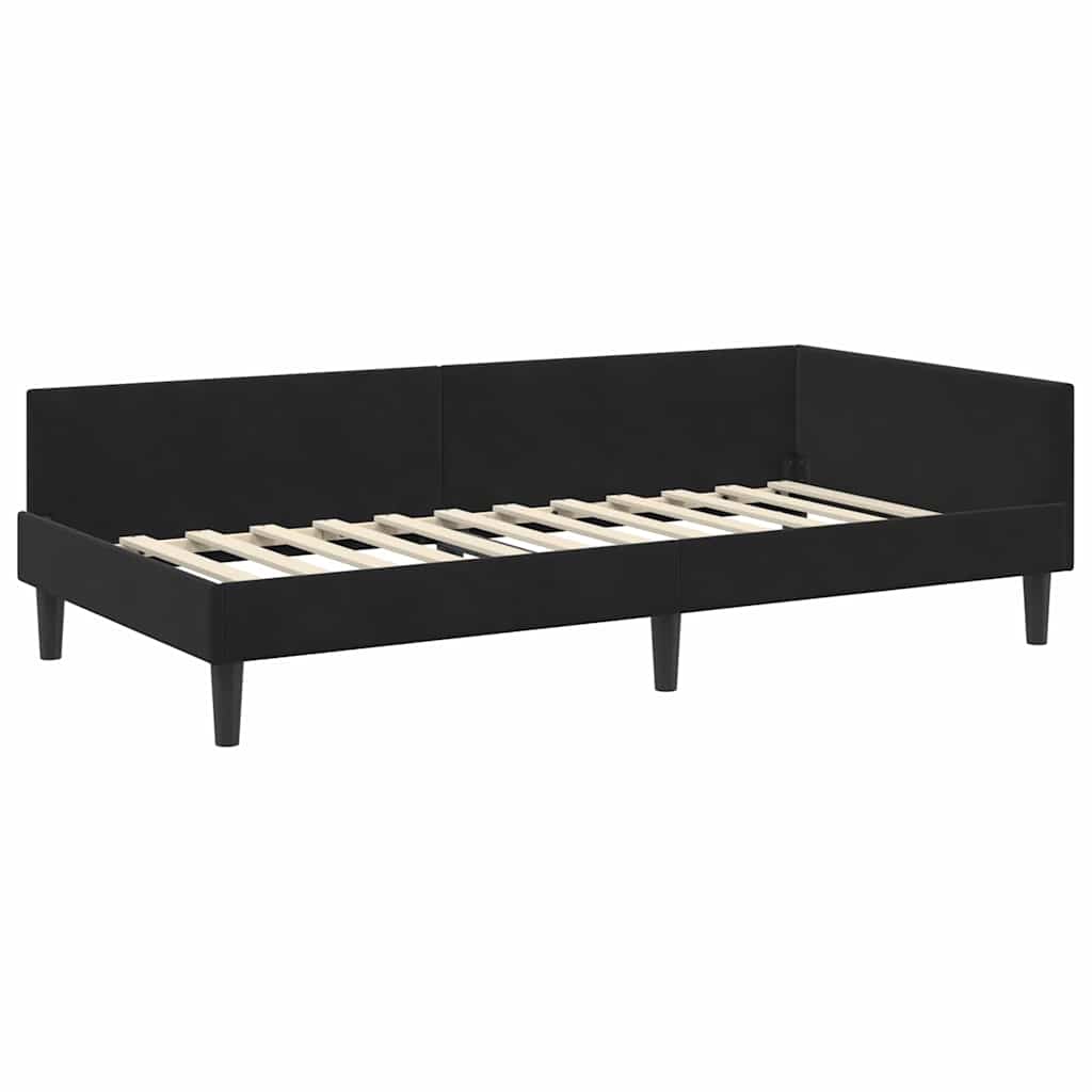 Hoekbedframe met hoofdeinde Zwart 90 cm x 190 cm Fluweel is nu te koop bij PeponiXL, paradijselijk wonen!