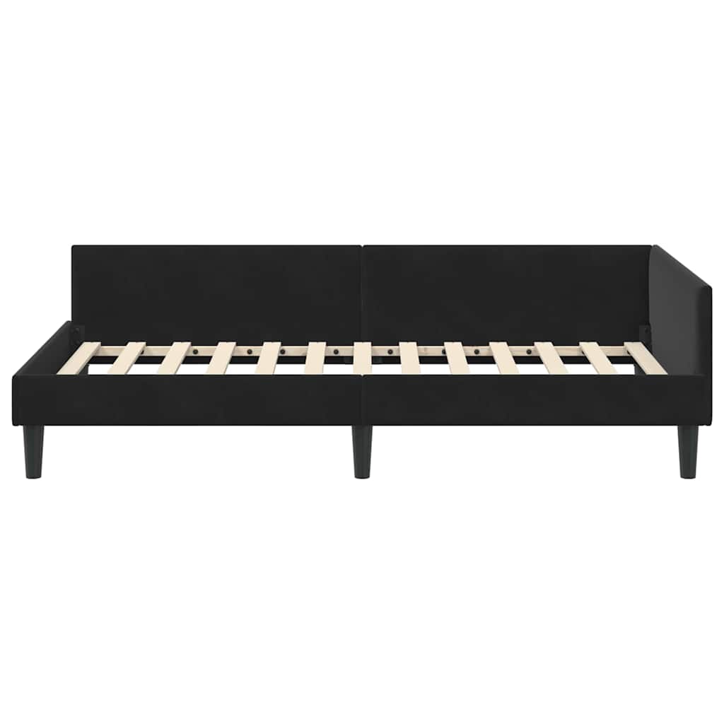 Hoekbedframe met hoofdeinde Zwart 90 cm x 190 cm Fluweel is nu te koop bij PeponiXL, paradijselijk wonen!