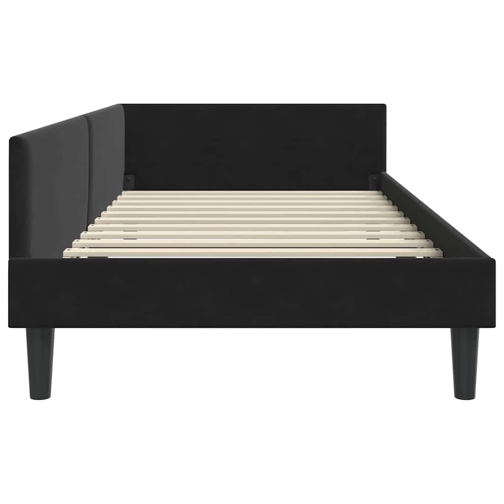 Hoekbedframe met hoofdeinde Zwart 90 cm x 190 cm Fluweel is nu te koop bij PeponiXL, paradijselijk wonen!