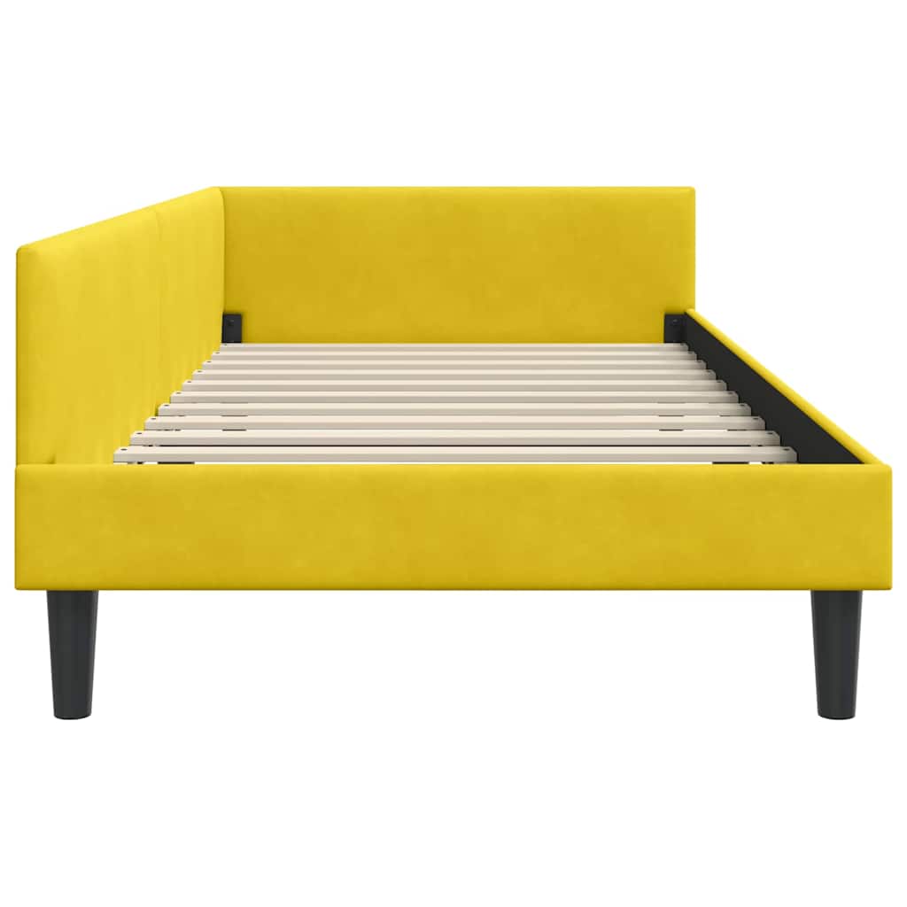 Hoekbedframe met hoofdeinde Geel 90 cm x 190 cm Fluweel is nu te koop bij PeponiXL, paradijselijk wonen!