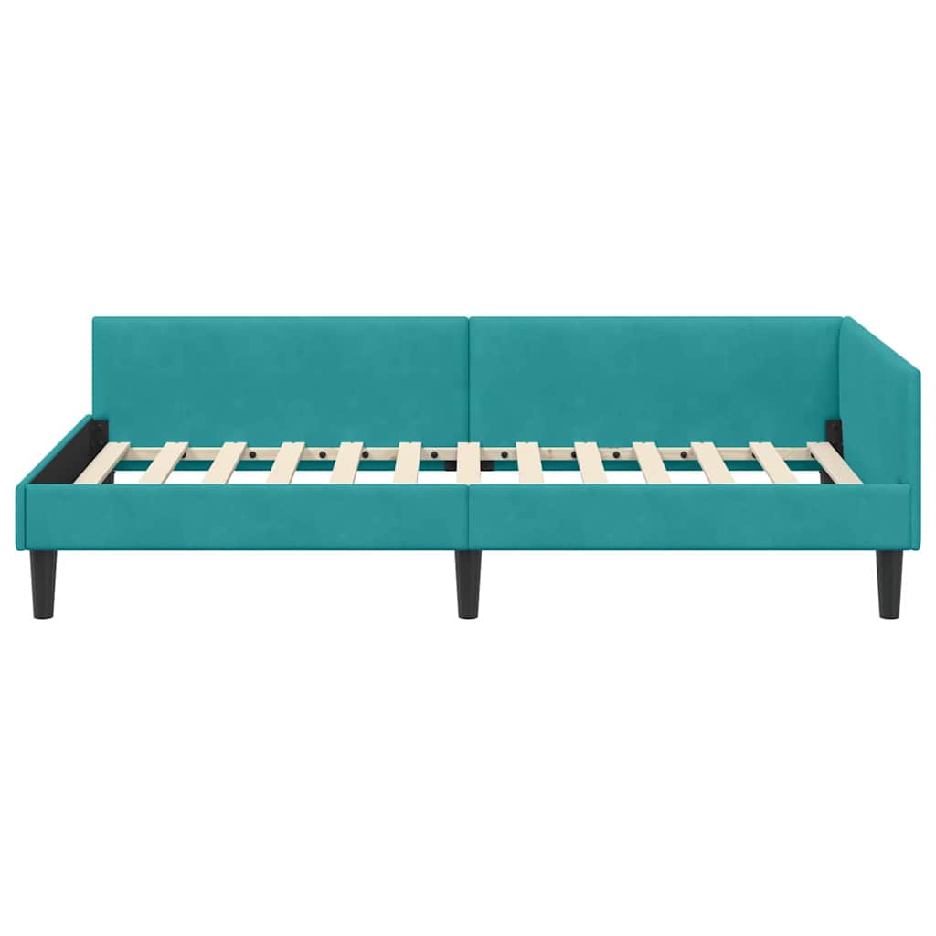 Hoekbedframe Turquoise 90 cm x 190 cm VelvetenPlywood is nu te koop bij PeponiXL, paradijselijk wonen!