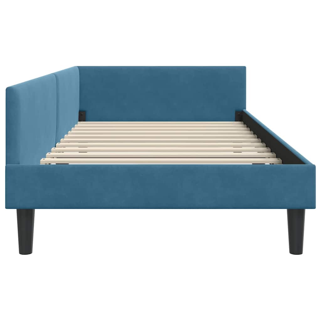 Hoekbedframe Blauw 90 cm x 200 cm VelvetenPlywood is nu te koop bij PeponiXL, paradijselijk wonen!