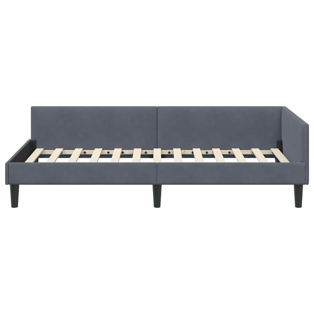 Hoekbedframe met hoofdeinde Donkergrijs 90 cm x 200 cm Fluweel is nu te koop bij PeponiXL, paradijselijk wonen!