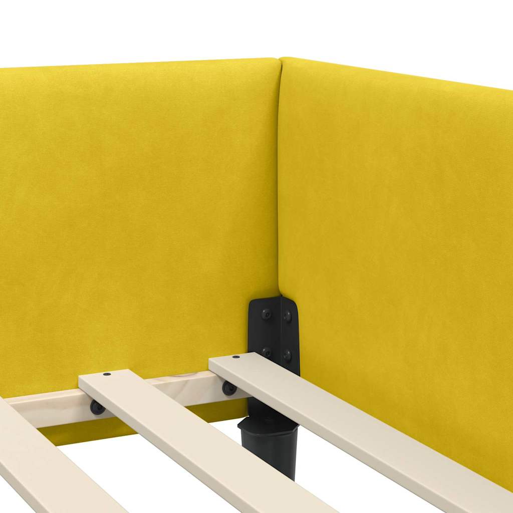 Hoekbedframe met hoofdeinde Geel 90 cm x 200 cm Fluweel is nu te koop bij PeponiXL, paradijselijk wonen!