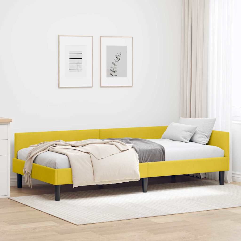 Hoekbedframe met hoofdeinde Geel 90 cm x 200 cm Fluweel is nu te koop bij PeponiXL, paradijselijk wonen!