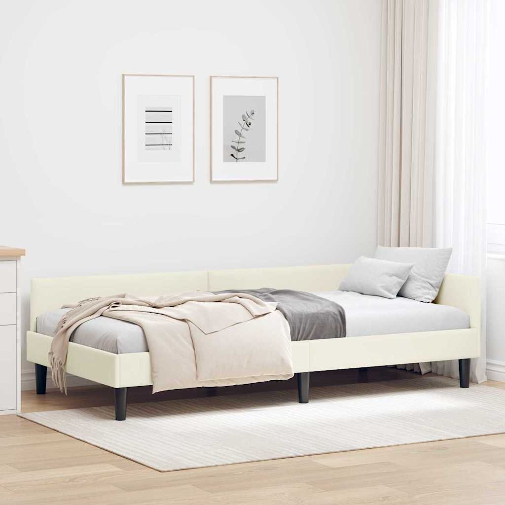Hoekbedframe Crème 90 cm x 200 cm VelvetenPlywood is nu te koop bij PeponiXL, paradijselijk wonen!