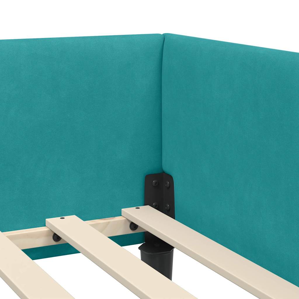Hoekbedframe Turquoise 90 cm x 200 cm VelvetenPlywood is nu te koop bij PeponiXL, paradijselijk wonen!