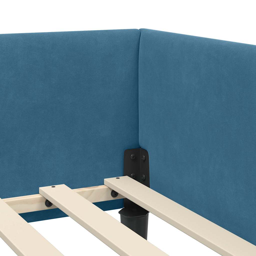 Hoekbedframe Blauw 100 cm x 200 cm VelvetenPlywood is nu te koop bij PeponiXL, paradijselijk wonen!