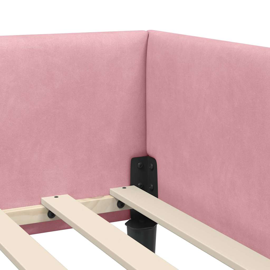 Hoekbedframe Roze 100 cm x 200 cm VelvetenPlywood is nu te koop bij PeponiXL, paradijselijk wonen!
