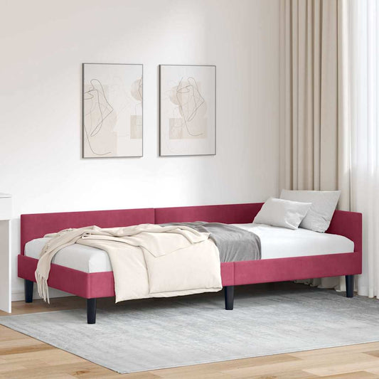 Hoekbedframe met hoofdeinde Wijnrood 100 cm x 200 cm Fluweel is nu te koop bij PeponiXL, paradijselijk wonen!