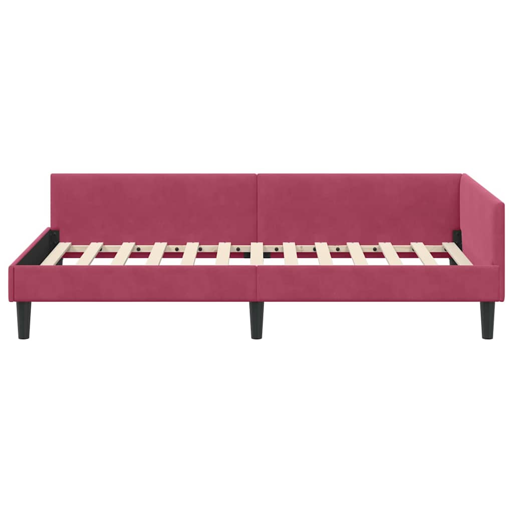 Hoekbedframe Wijnrood 100 cm x 200 cm VelvetenPlywood is nu te koop bij PeponiXL, paradijselijk wonen!