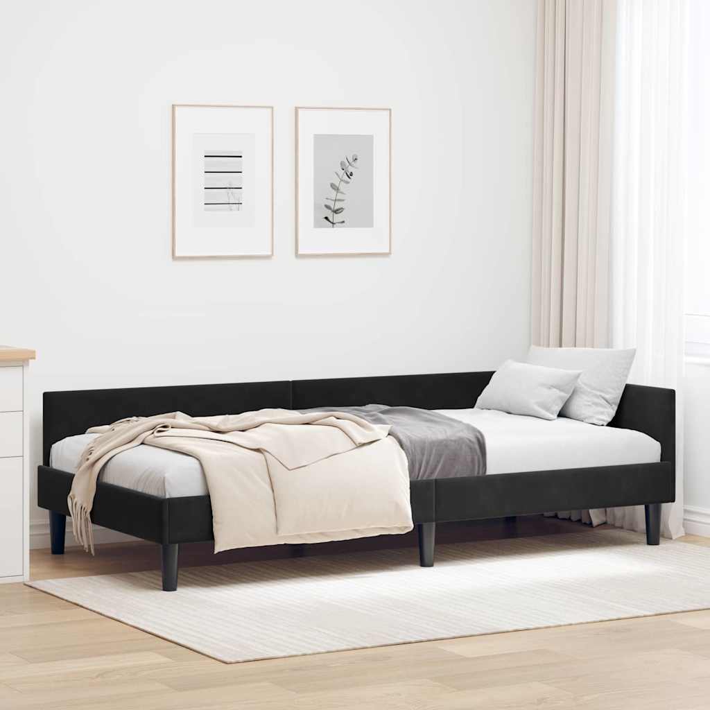 Hoekbedframe met hoofdeinde Zwart 100 cm x 200 cm Fluweel is nu te koop bij PeponiXL, paradijselijk wonen!