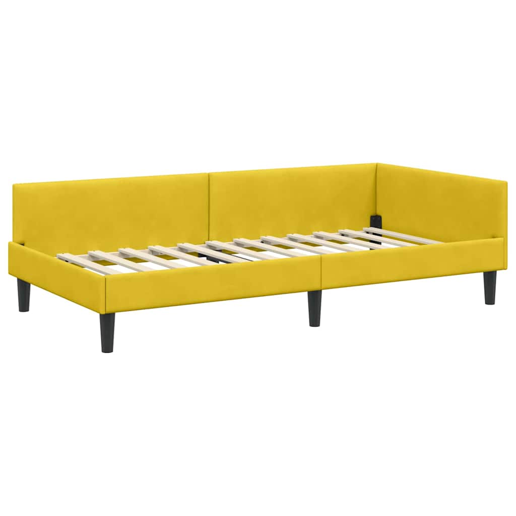 Hoekbedframe met hoofdeinde Geel 100 cm x 200 cm Fluweel is nu te koop bij PeponiXL, paradijselijk wonen!