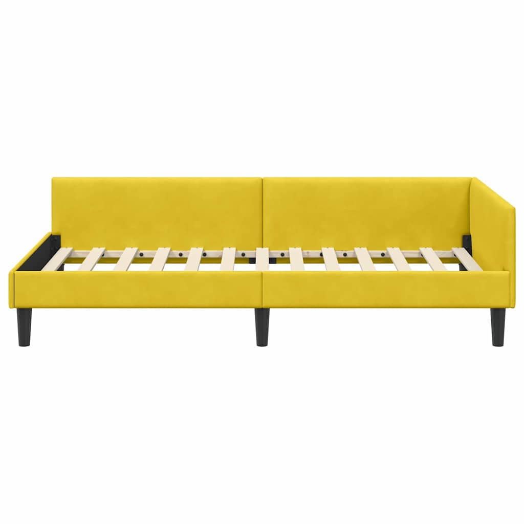 Hoekbedframe met hoofdeinde Geel 100 cm x 200 cm Fluweel is nu te koop bij PeponiXL, paradijselijk wonen!