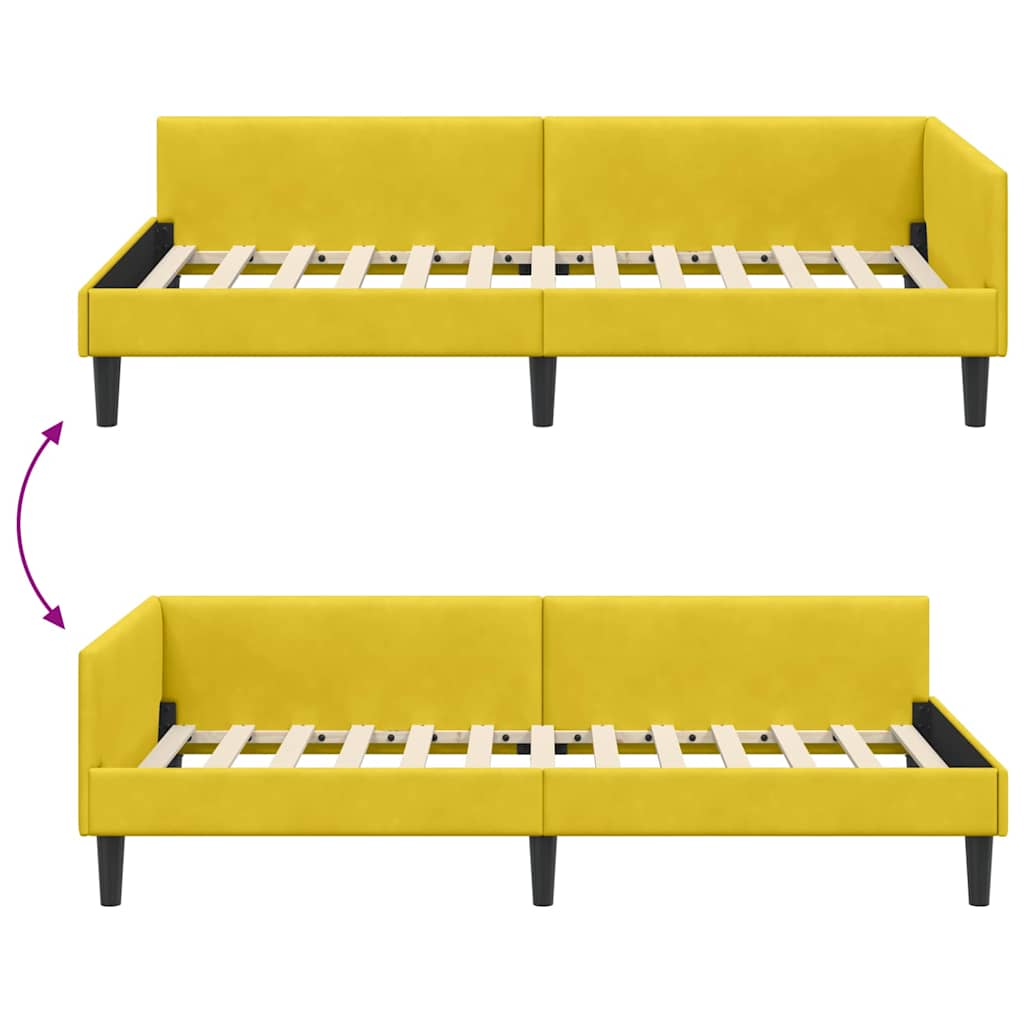 Hoekbedframe met hoofdeinde Geel 100 cm x 200 cm Fluweel is nu te koop bij PeponiXL, paradijselijk wonen!