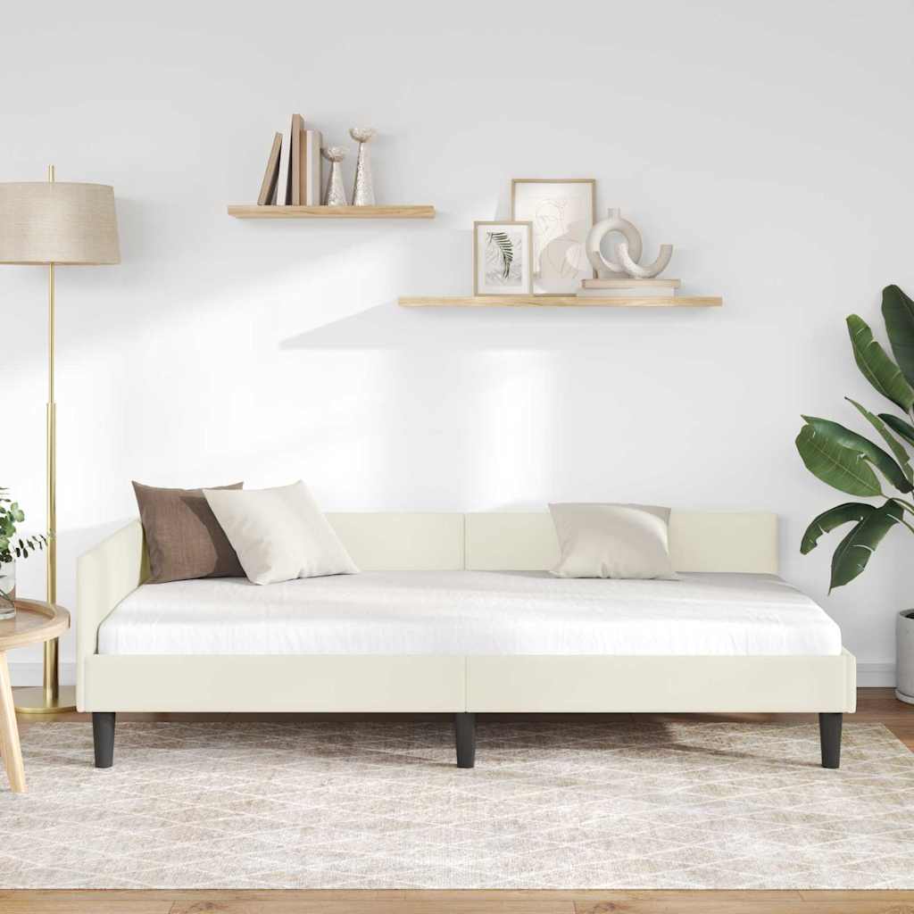 Hoekbedframe met hoofdeinde Crème 100 cm x 200 cm Fluweel is nu te koop bij PeponiXL, paradijselijk wonen!