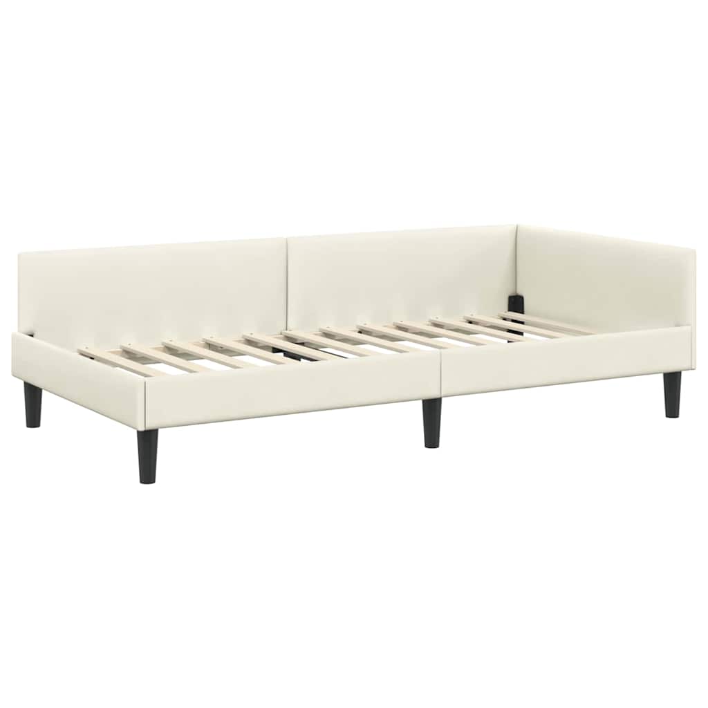Hoekbedframe met hoofdeinde Crème 100 cm x 200 cm Fluweel is nu te koop bij PeponiXL, paradijselijk wonen!
