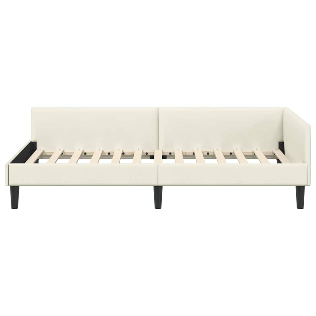 Hoekbedframe met hoofdeinde Crème 100 cm x 200 cm Fluweel is nu te koop bij PeponiXL, paradijselijk wonen!