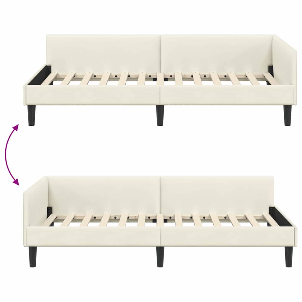 Hoekbedframe met hoofdeinde Crème 100 cm x 200 cm Fluweel is nu te koop bij PeponiXL, paradijselijk wonen!