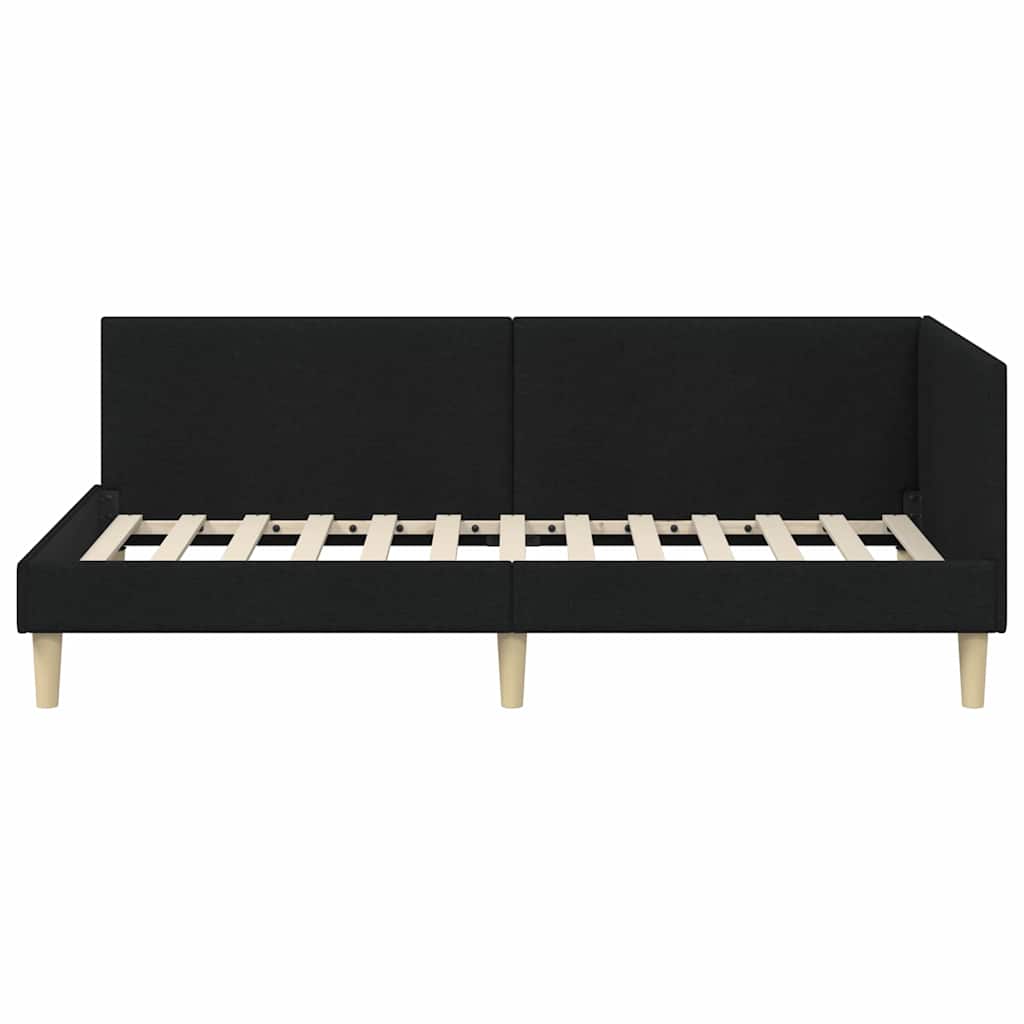 Hoekbedframe Zwart 80 cm x 200 cm Stof en multiplex is nu te koop bij PeponiXL, paradijselijk wonen!