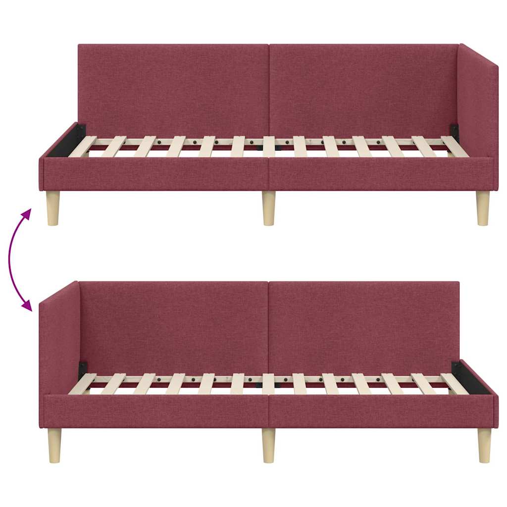 Hoekbedframe Wijnrood 80 cm x 200 cm Stof en multiplex is nu te koop bij PeponiXL, paradijselijk wonen!