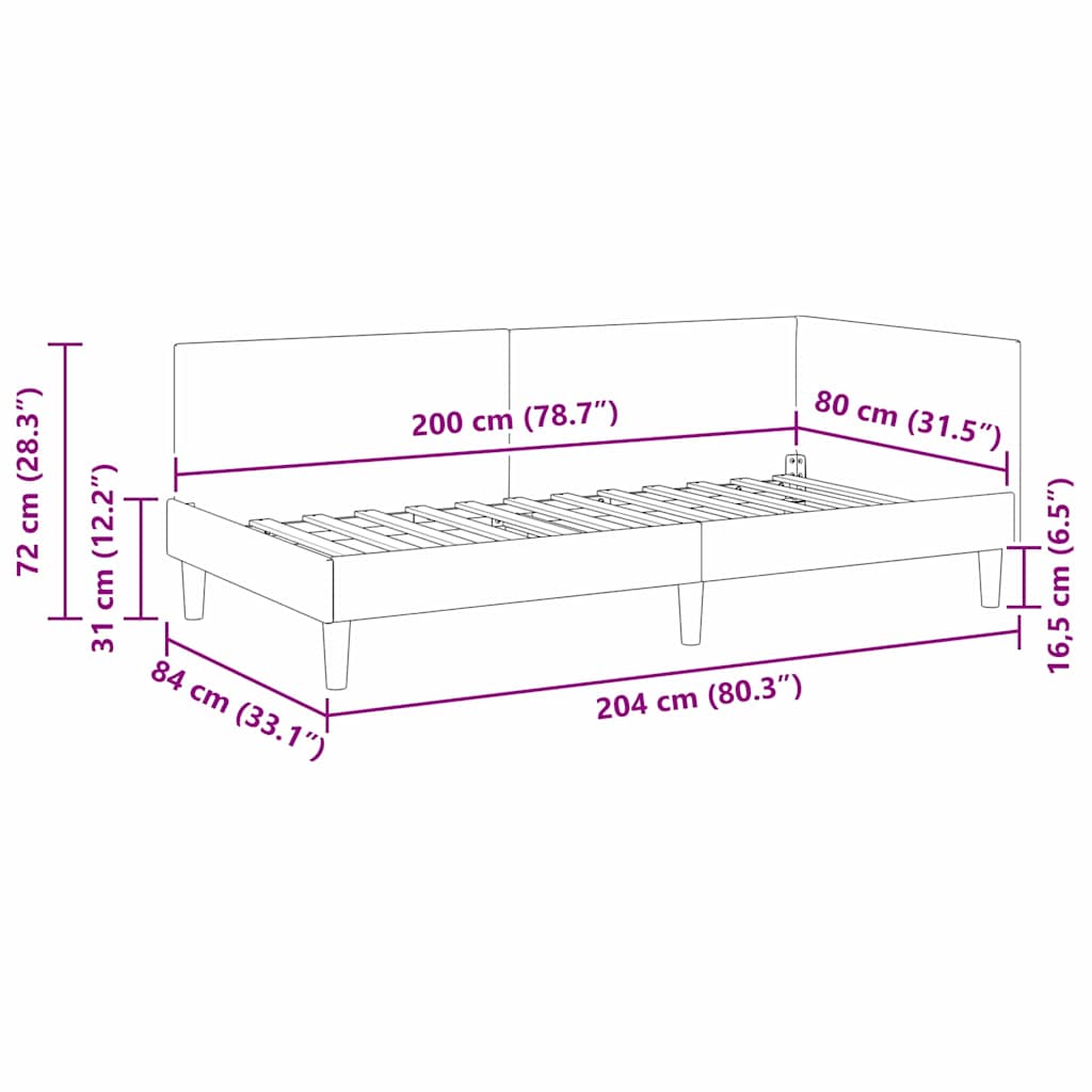 Hoekbedframe Donkergroen 80 cm x 200 cm Stof en multiplex is nu te koop bij PeponiXL, paradijselijk wonen!