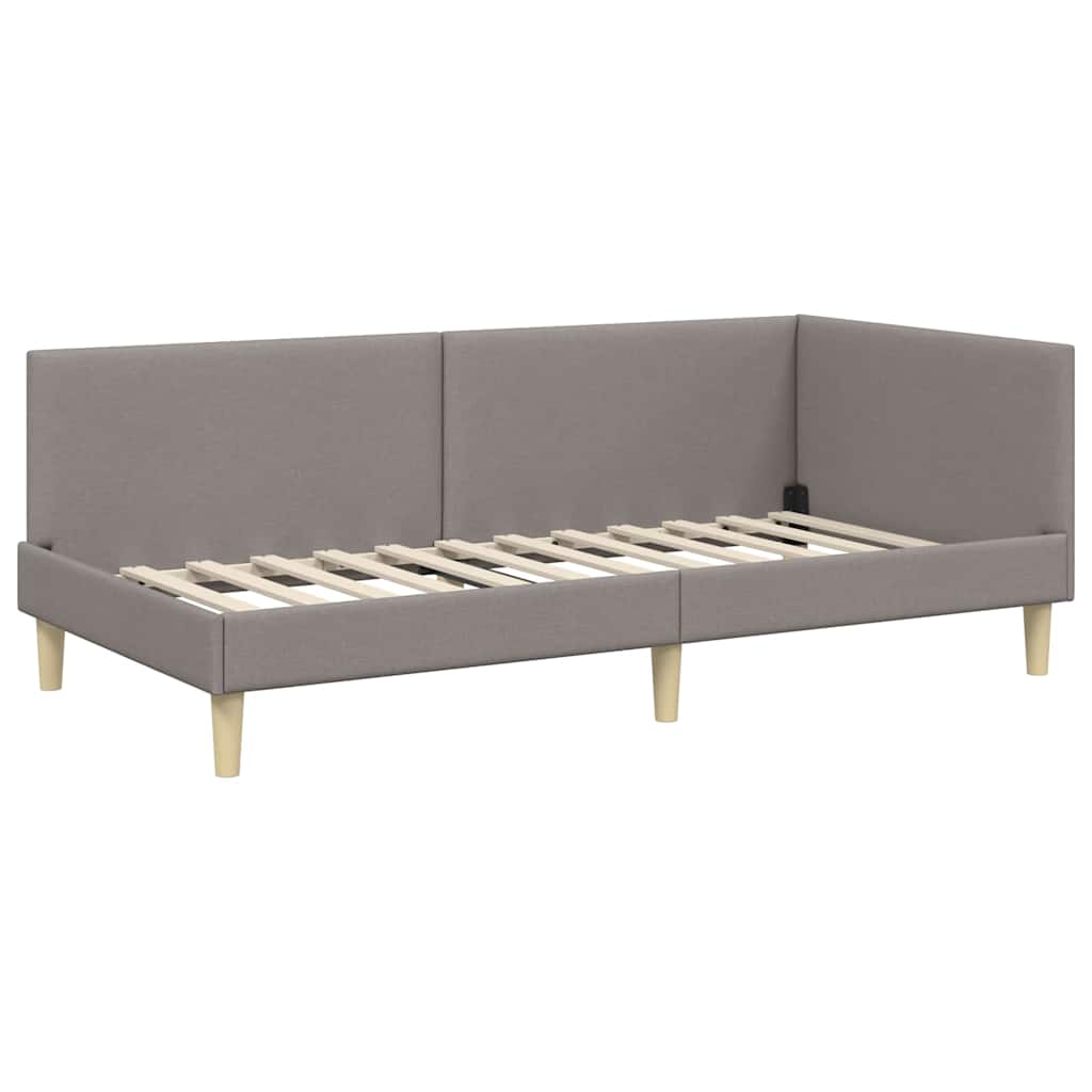 Hoekbedframe Taupe 80 cm x 200 cm Stof en multiplex is nu te koop bij PeponiXL, paradijselijk wonen!