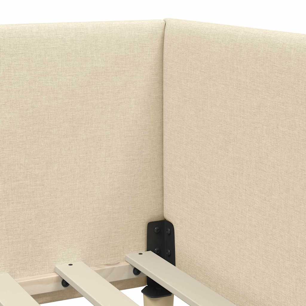 Hoekbedframe Crème 80 cm x 200 cm Stof en multiplex is nu te koop bij PeponiXL, paradijselijk wonen!