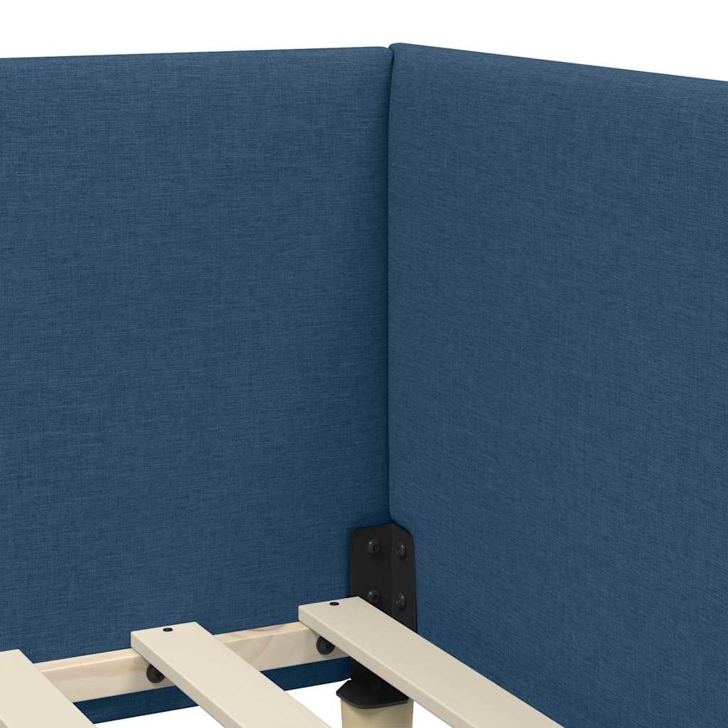 Hoekbedframe Blauw 80 cm x 200 cm Stof en multiplex is nu te koop bij PeponiXL, paradijselijk wonen!