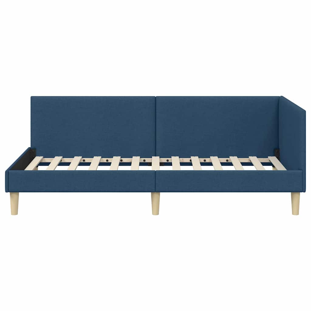 Hoekbedframe Blauw 80 cm x 200 cm Stof en multiplex is nu te koop bij PeponiXL, paradijselijk wonen!