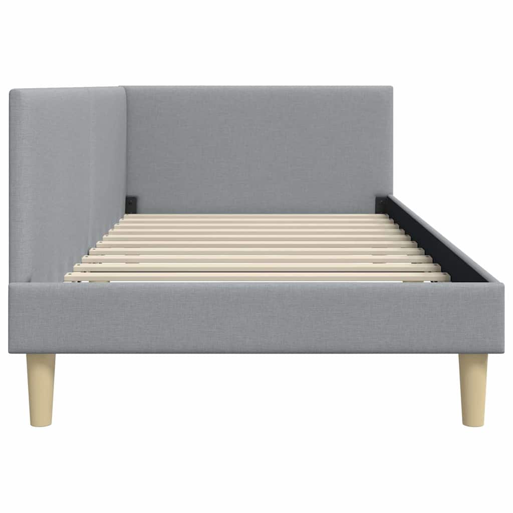 Hoekbedframe Lichtgrijs 90 cm x 190 cm Stof en multiplex is nu te koop bij PeponiXL, paradijselijk wonen!