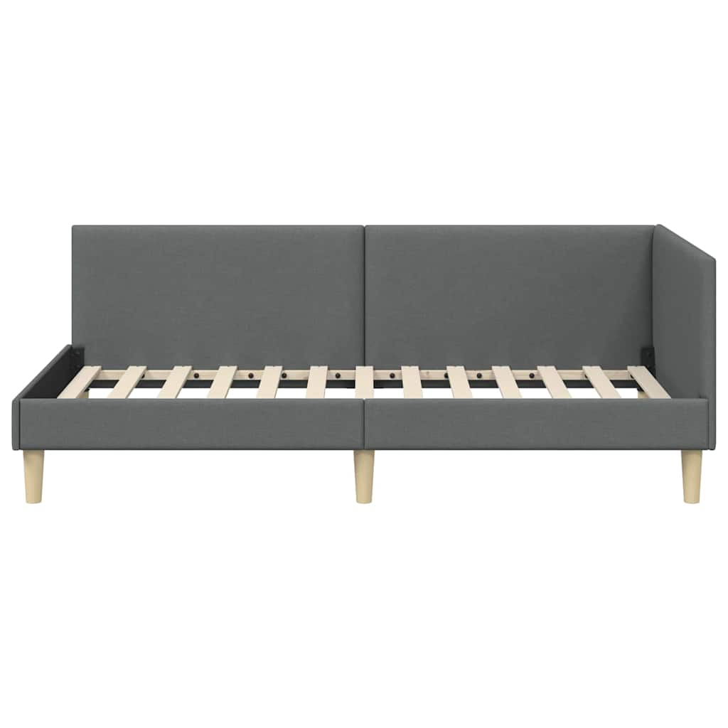 Hoekbedframe Donkergrijs 90 cm x 190 cm Stof en multiplex is nu te koop bij PeponiXL, paradijselijk wonen!