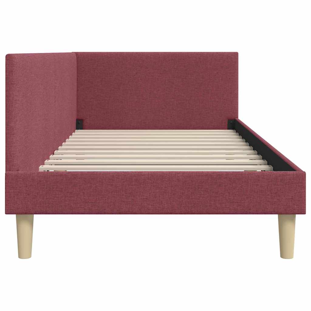 Hoekbedframe Wijnrood 90 cm x 190 cm Stof en multiplex is nu te koop bij PeponiXL, paradijselijk wonen!
