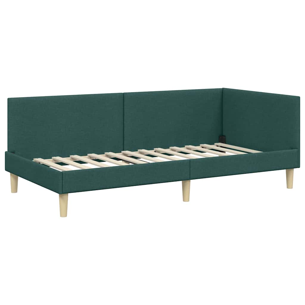 Hoekbedframe Donkergroen 90 cm x 190 cm Stof en multiplex is nu te koop bij PeponiXL, paradijselijk wonen!